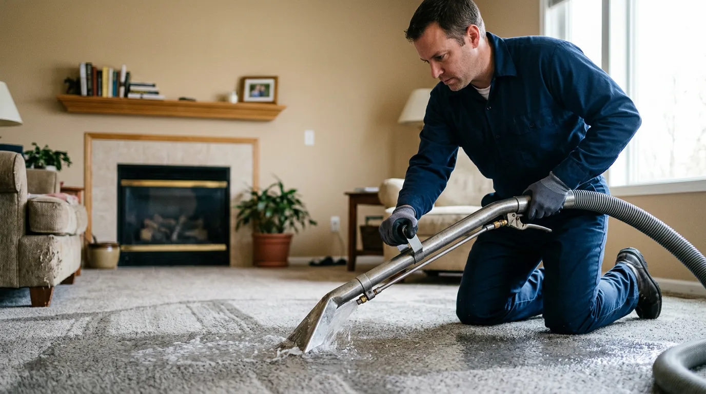 Water damage restoration technician working near Vernon, AL